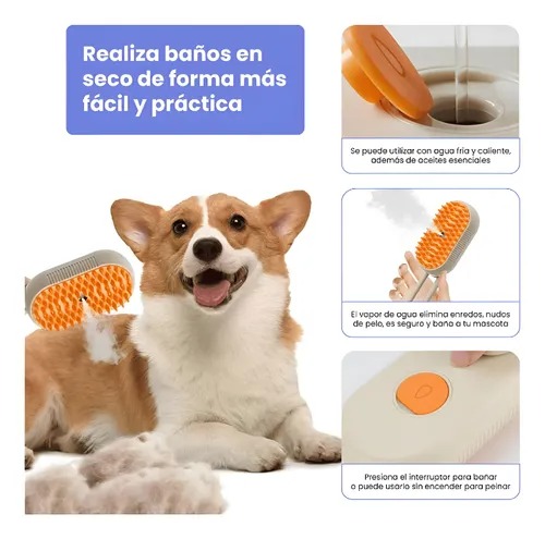 Cepillo con vapor recargable para animales