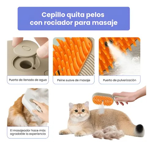 Cepillo con vapor recargable para animales