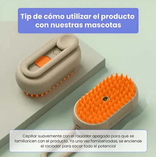 Cepillo con vapor recargable para animales